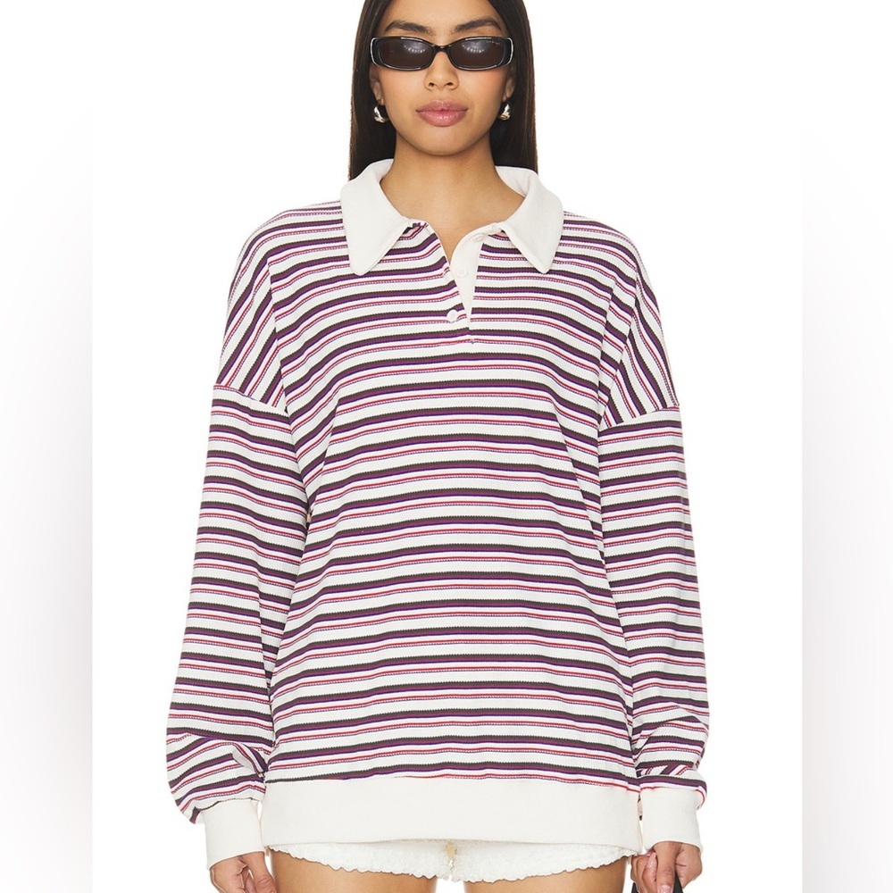Lioness Red and Blue Striped Rugby Top